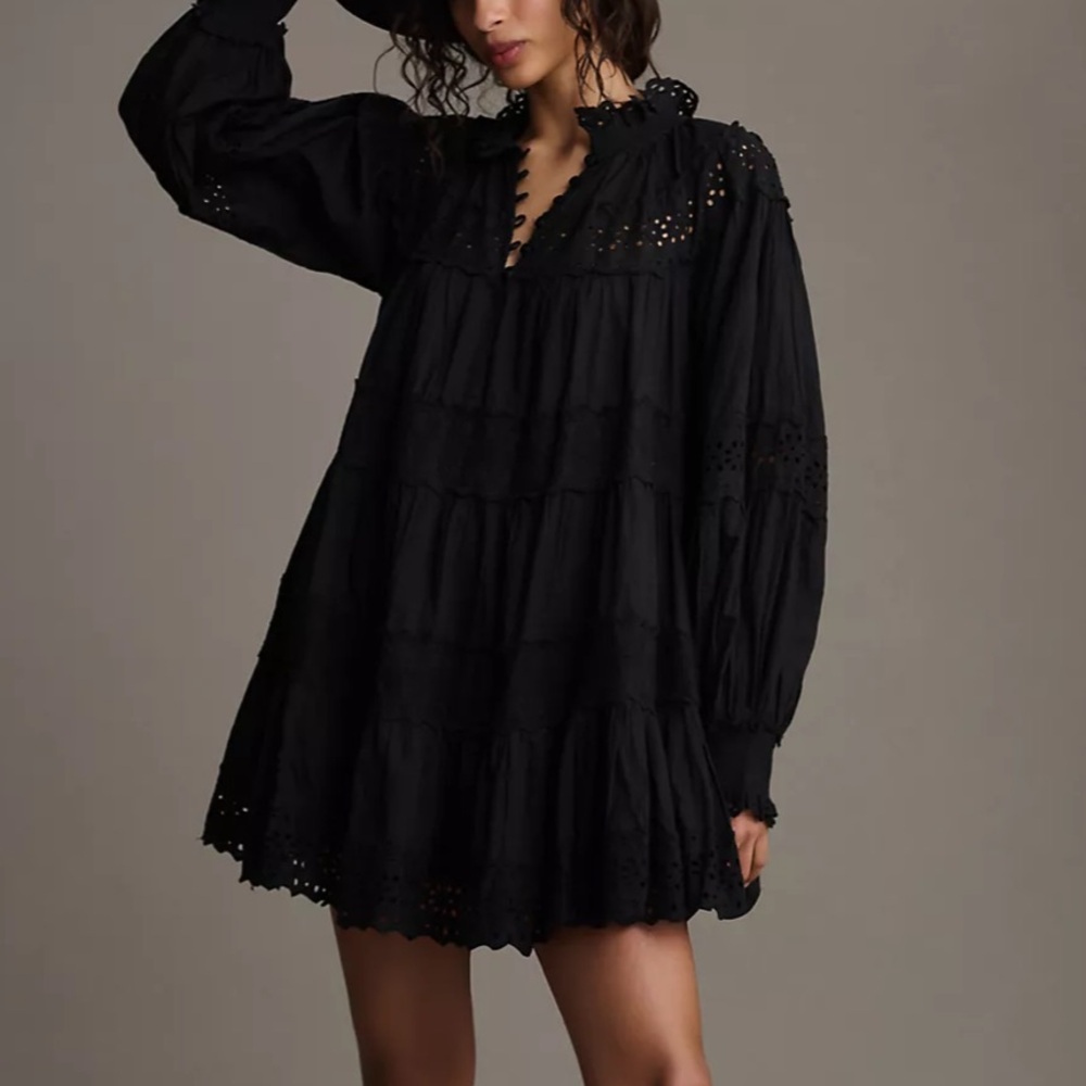 Maeve Black Eyelet Dress
